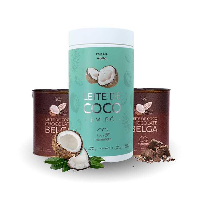 1 Leite de Coco 450g + 2 Leite de Coco com Chocolate Belga 220g