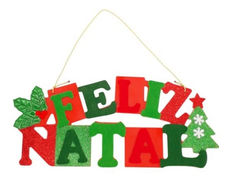 Natal - Placa Decorativa para Porta ou Parede - Ho Ho Ho, Feliz Natal