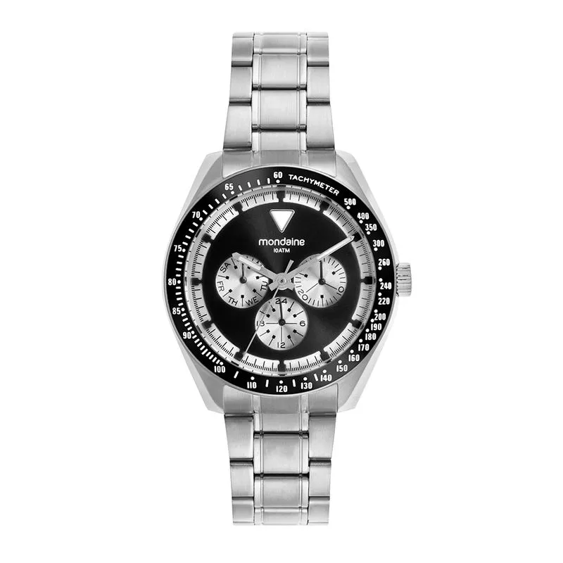 Relógio Mondaine Daytona Preto e Prata ref. 32854G0MVNA2 - GMT-3 Loja