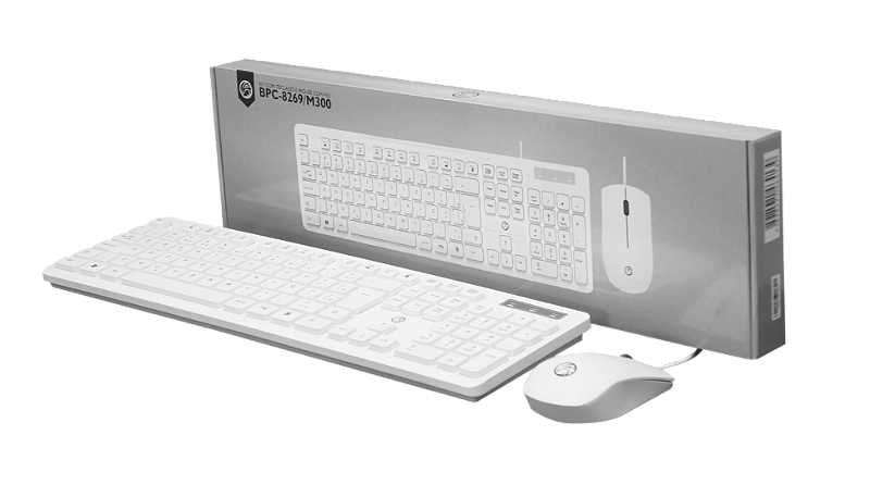 KIT COM FIO TECLADO/MOUSE BRAZILPC BPC-8269/M300 USB BRANCO