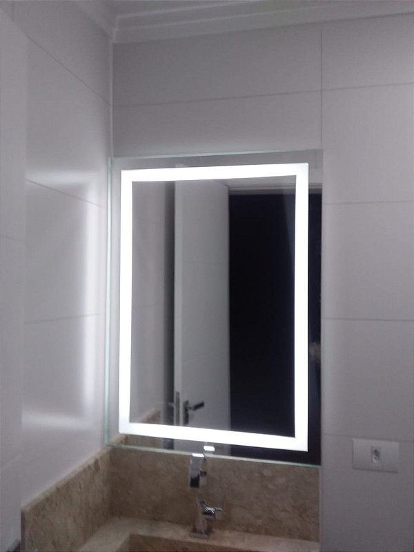Espelho retangular  com touch led 6500k  embutido 0,60x0,80
