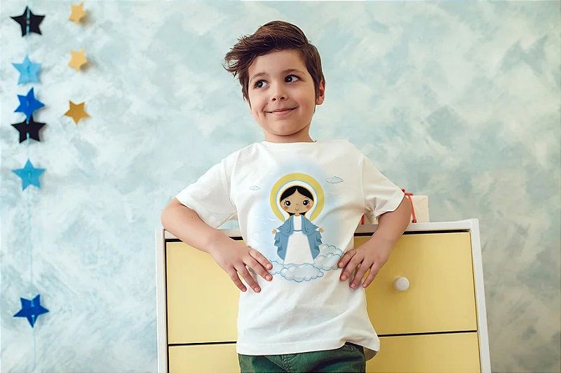 Camiseta Infantil Branca Nossa Senhora das Graças - São Fofinhos