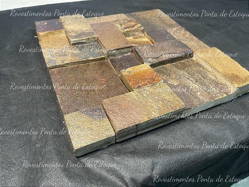 Mosaico Pedra Ferro Corten Telado Em Placas De 30x30 Cm