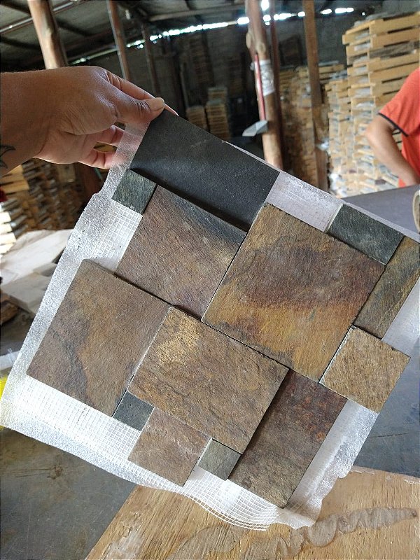 Pedra Ferro Corten Placa 30x30 Telado Mosaico - Revestimentos