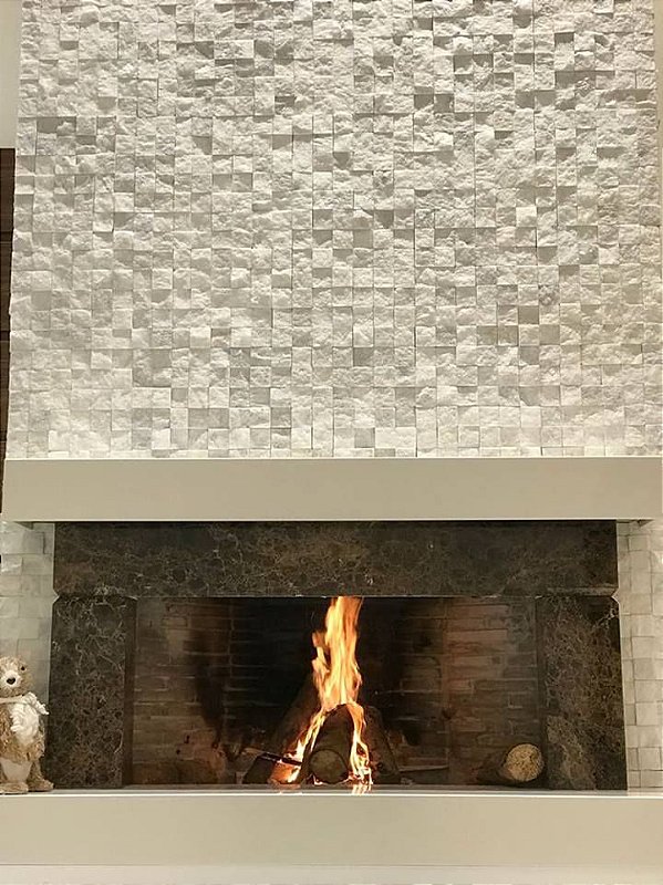 Mosaico Mármore Branco Natural Rústico 30x30 cm