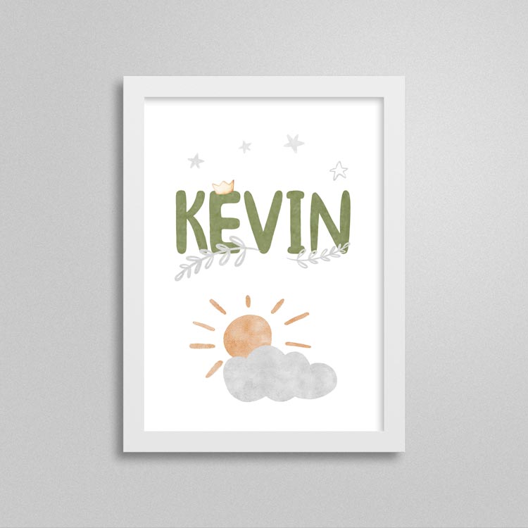 Quadro personalizado com nome Kevin - Decor Quadros - Bebê e Infantil