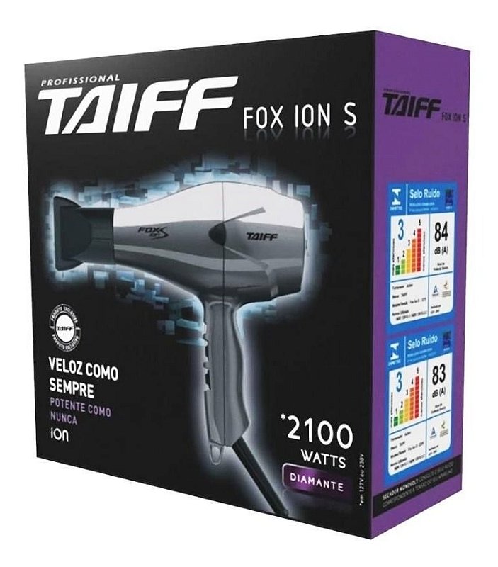 Secador de cabelo Taiff Diamante Fox Íon S prata 220V