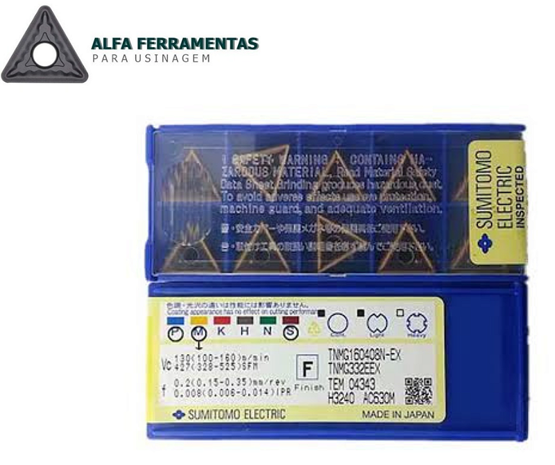 Insertos Pastilhas Tnmg 160408 Sumitomo UP AC 510U - Alfa Insertos Pastilhas Tnmg 160408 Sumitomo UP AC 510U - Alfa