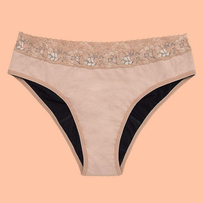 Calcinha Menstrual Básica - Bege com Renda