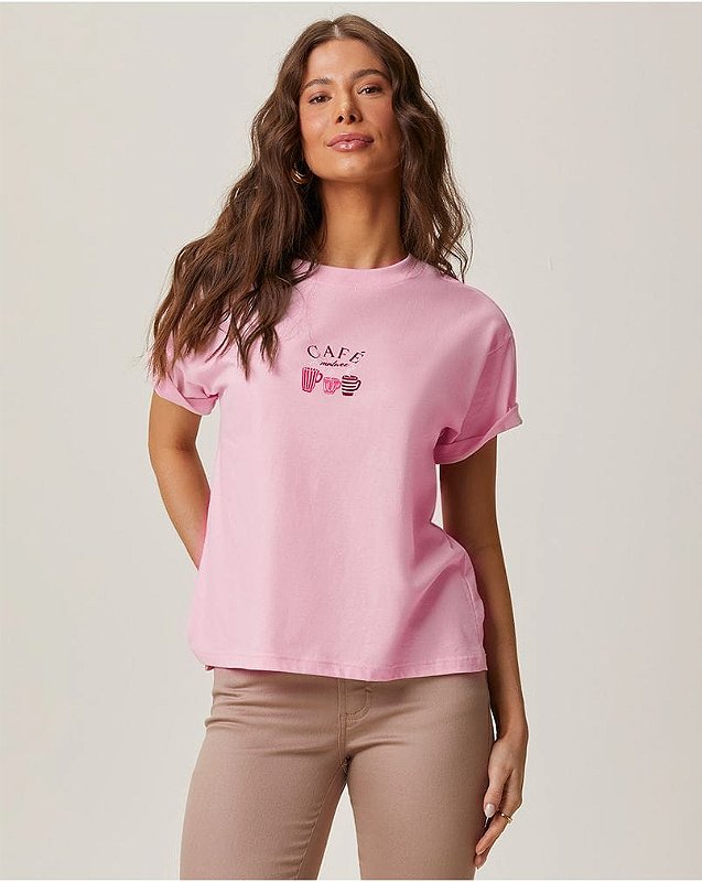 Camiseta Básica - Café Rosa