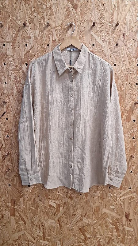 Camisa Alongada de Botão Manga Longa