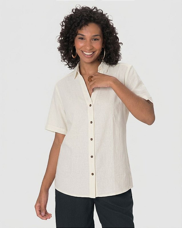 Camisa Básica Off White - Manga Curta