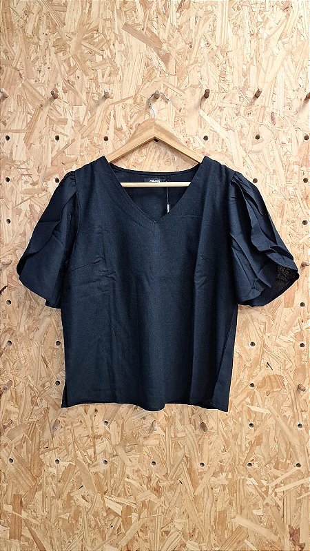 Blusa Box com Abertura na Manga em Linho