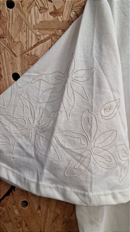 Blusa Off White Manga Bordada G e GG