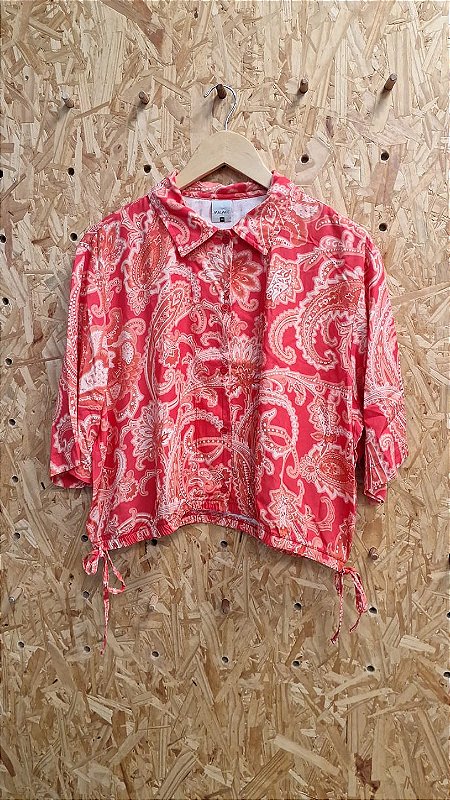 Camisa Ampla Floral Laranja - Tamanho GG