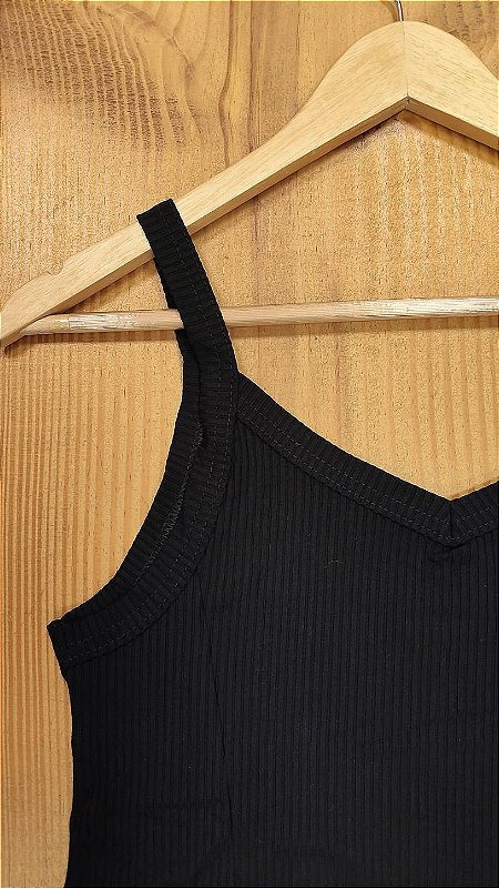 Blusa Alcinha Malha Canelada com Recorte