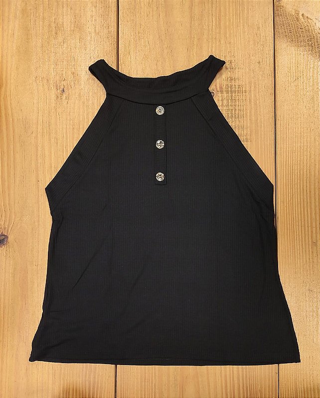 Blusa Cropped canelada com 3 Botões
