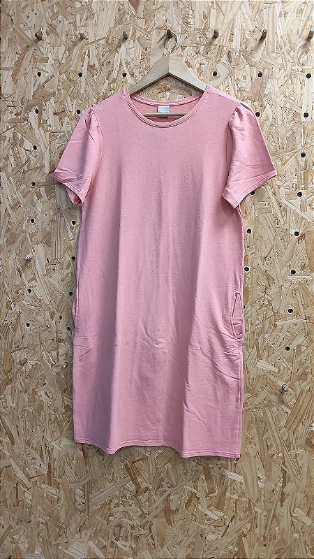 Vestido Tradicional Rosa com Bolso Malwee - Tamanho M