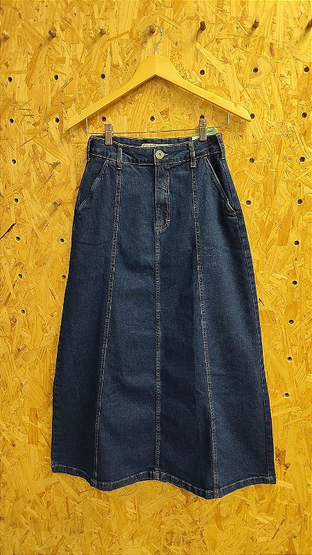 Saia Midi Evase Jeans Malwee