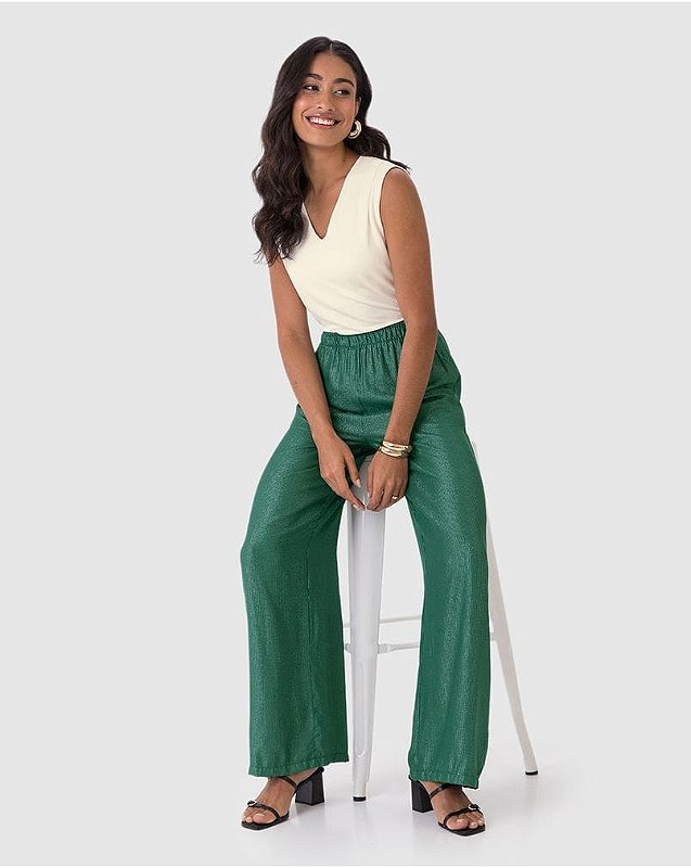 Calça Wide Leg Básica Malwee Feminina