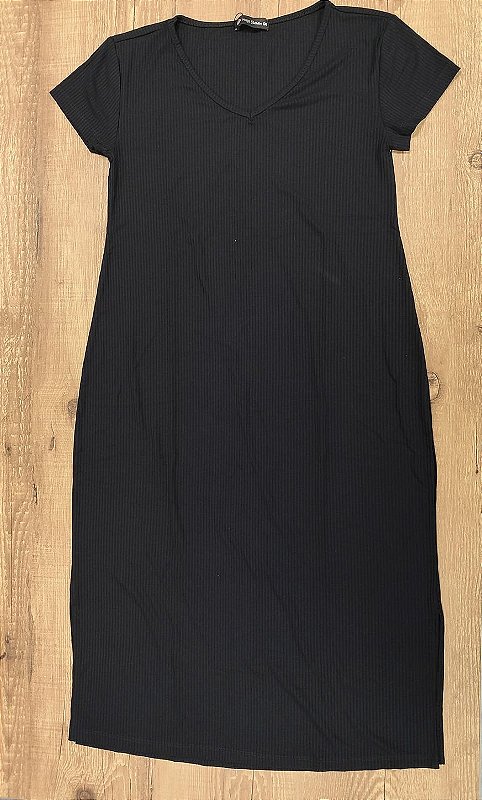 Vestido Canelado Slim Midi NAJÔ Preto