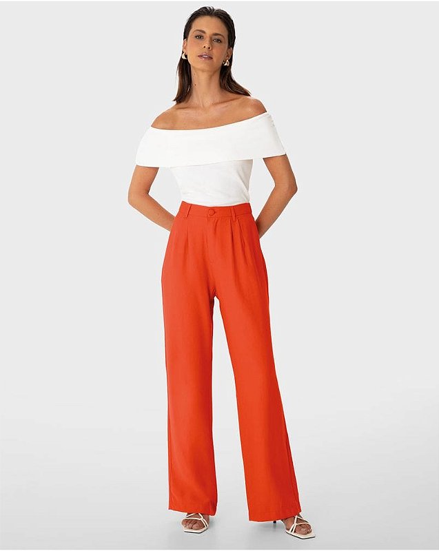 ENFIM - 9521 - Calça Alfaiataria Pregas - Laranja - G