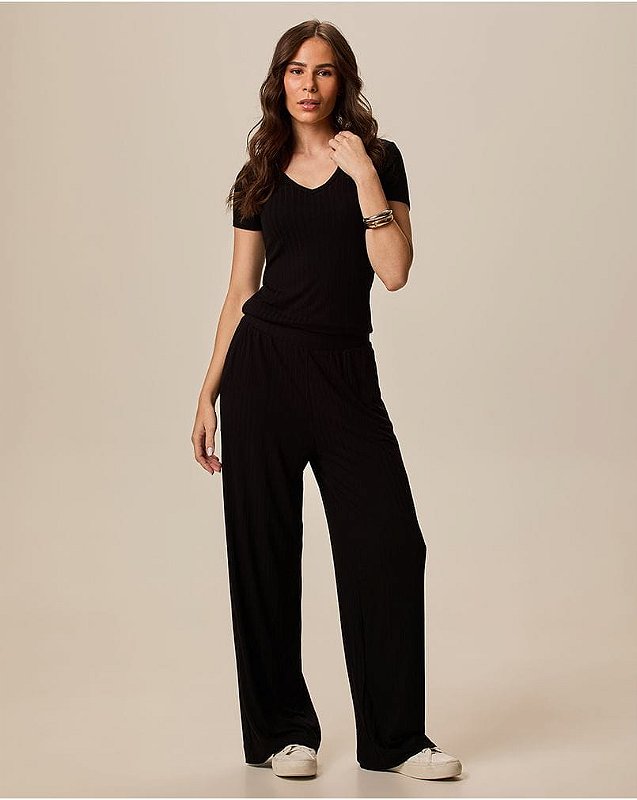 MALWEE - Calça Wide Leg Bolso