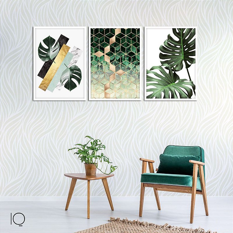 Trio De Quadros Abstratos Verde In Quadre Comprar Quadros E Placas Decorativas