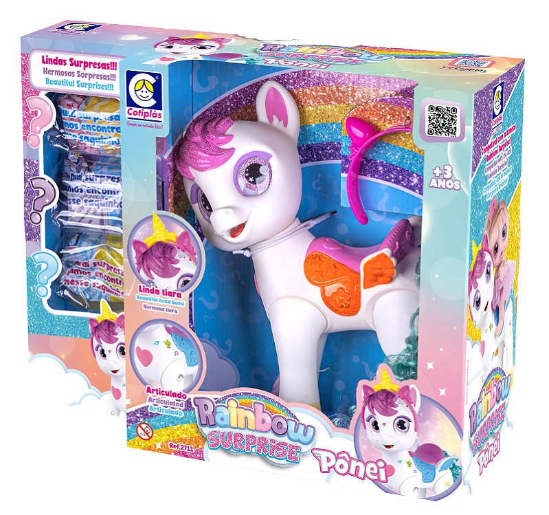 Brinquedo Ponei Rainbow Surprise Colorido Com Acessórios - Toys