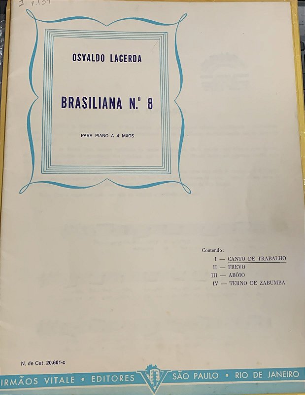 Canto De Trabalho Brasiliana N 8 Partitura Para Piano A 4 Mãos