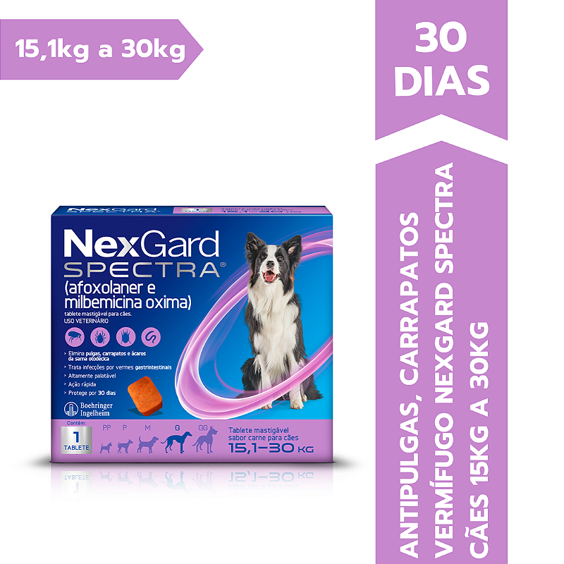 Antipulgas e Carrapatos NexGard Spectra para Cães 15,1kg a 30kg