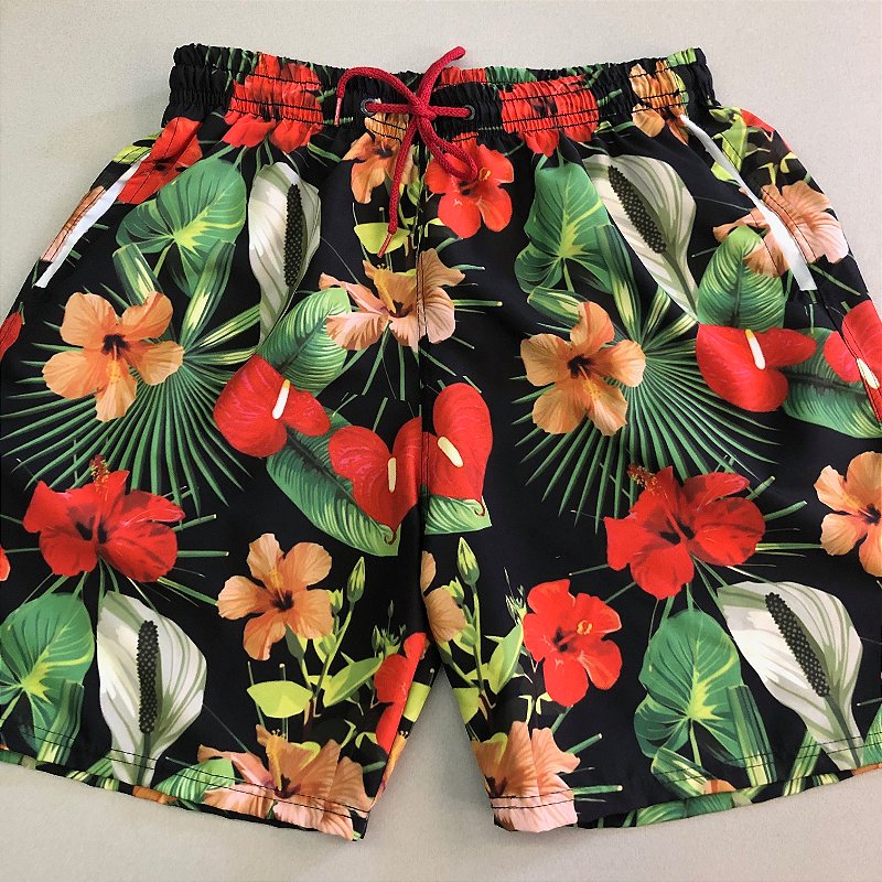 SHORT PRAIA FLORAL - S157 - PIMENTA