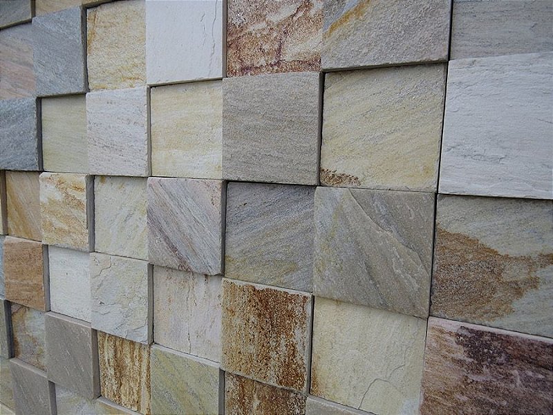 Mosaico de Pedra São Tomé Branca Variado - Unidade - Renovar Pedras Naturais
