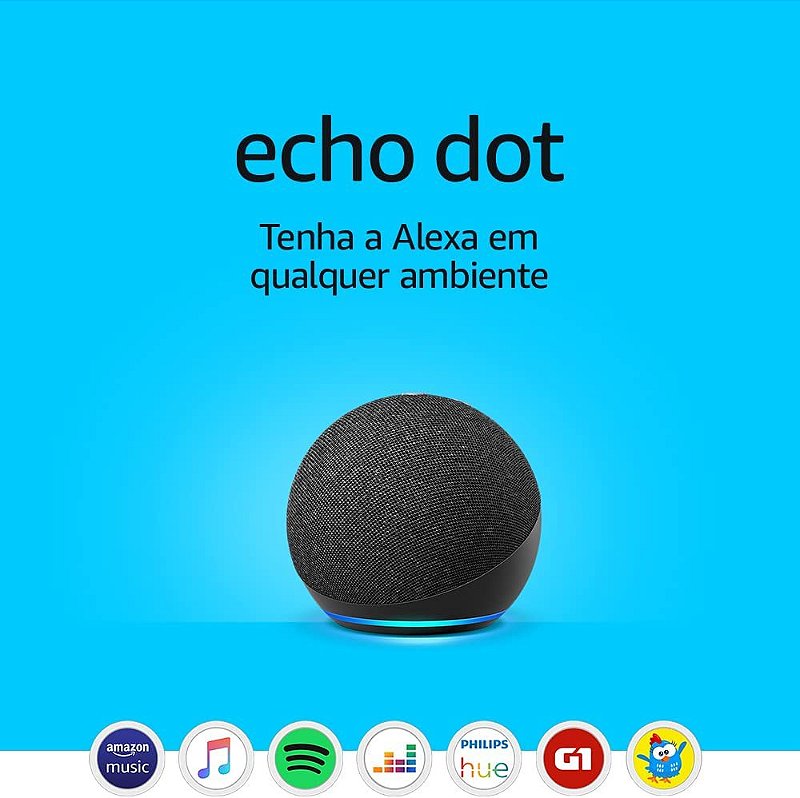 Echo Dot Echo Dot 4th Gen with clock com assistente virtual Alexa,  display integrado glacier white 110V/240V