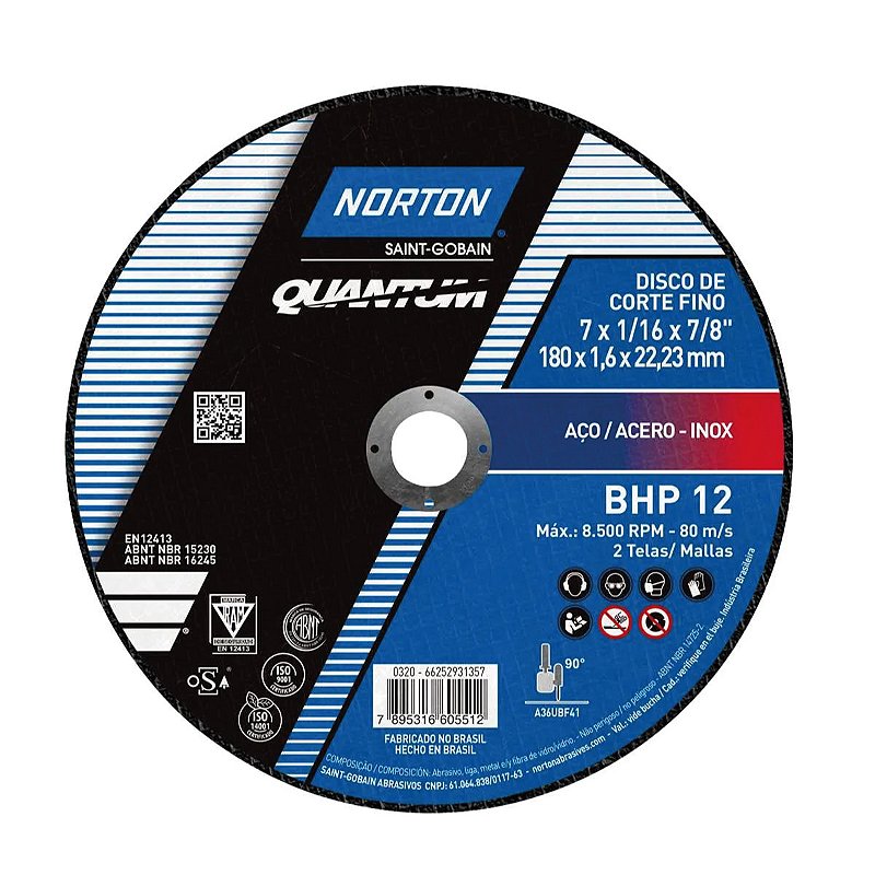 Disco de Corte Quantum BHP12 180 x 1,6 x 22,23 mm - Chimas - Loja