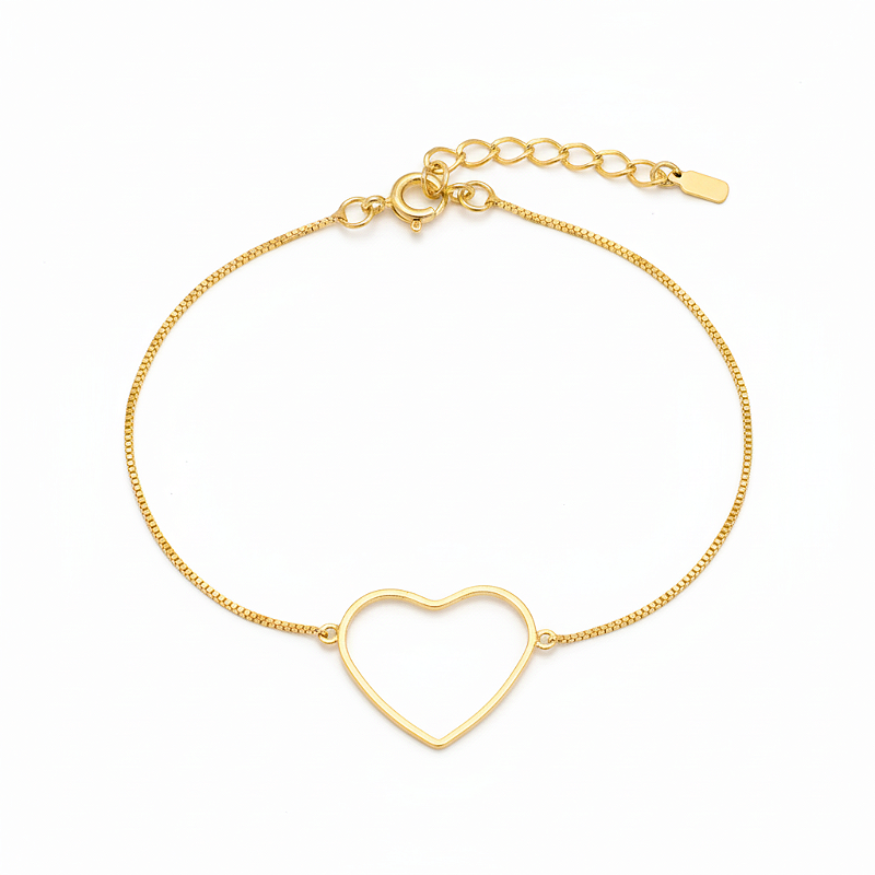 Pulseira de Coração Delicada Banhado a Ouro 18k