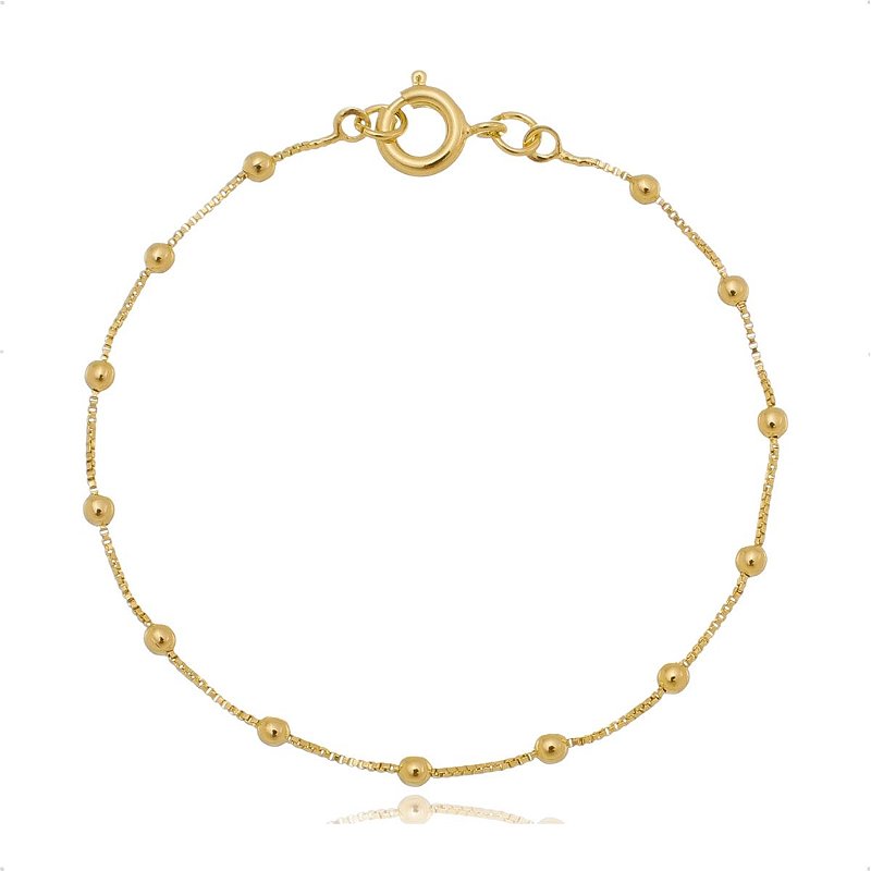 Pulseira Infantil Delicada Bolinha Antialérgica Banhado Ouro