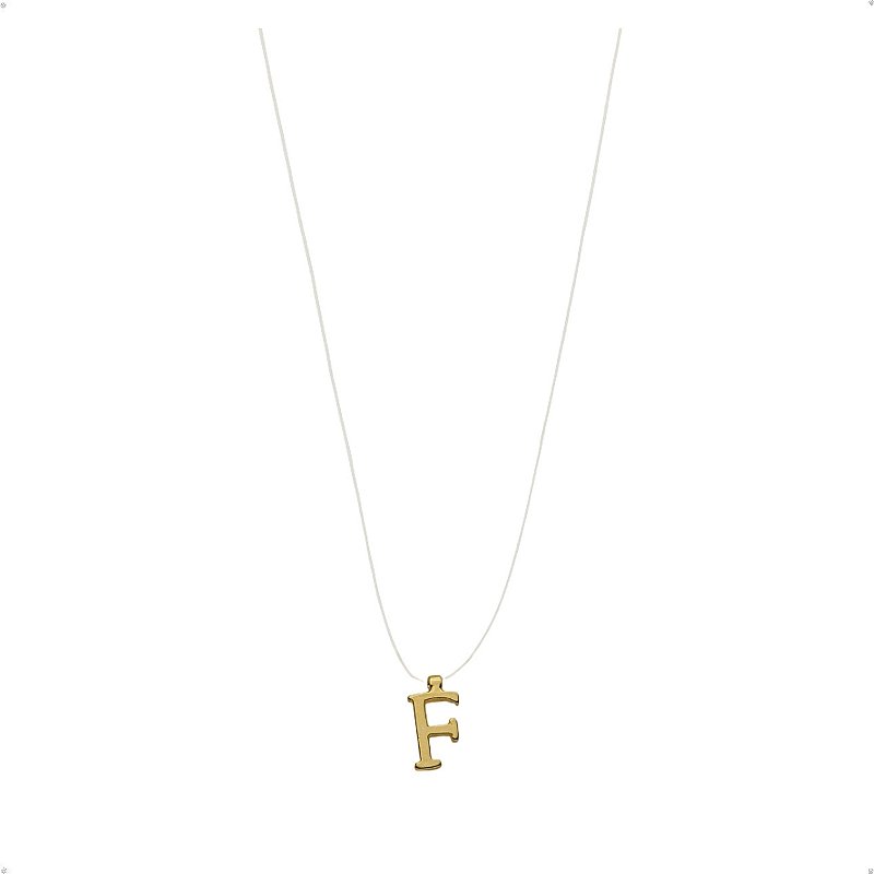Gargantilha Fio De Nylon Com Letra Lisa Banhado a Ouro 18k