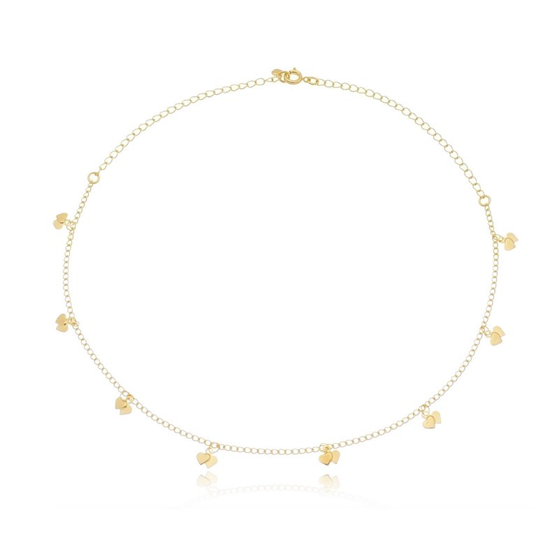 Choker Corrente de Coração Duplo Delicado Banhado a Ouro 18k