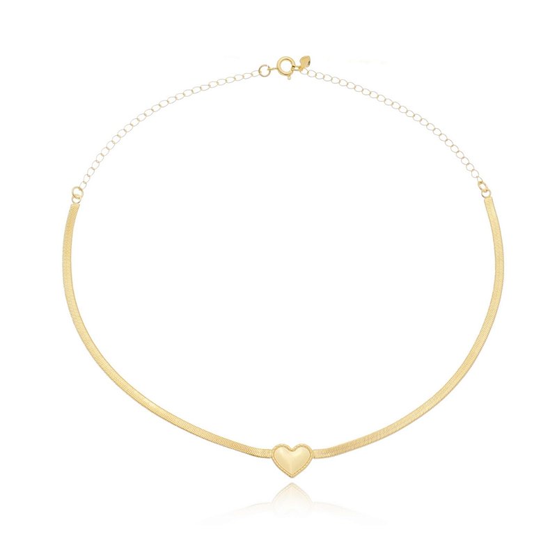 Colar Feminino Gargantilha Choker Laminada Folheado A Ouro 18k