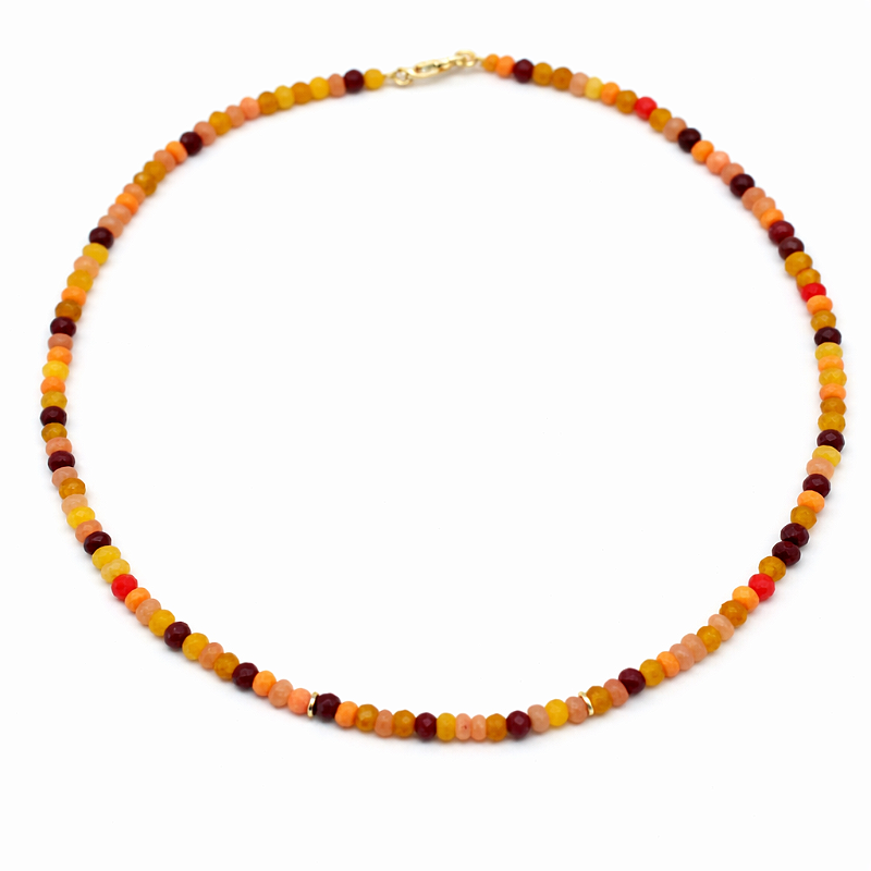 Colar Choker Pedra Natural Colorido Banhado a Ouro 18k