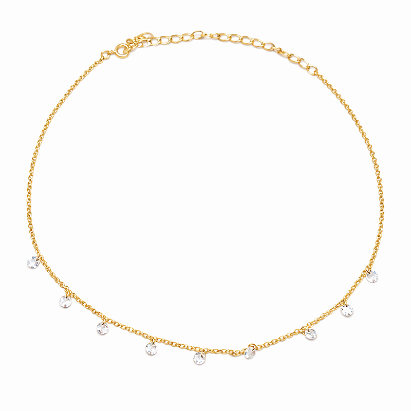 Colar Choker Cristal Zirconia Delicada Feminino Banho Ouro