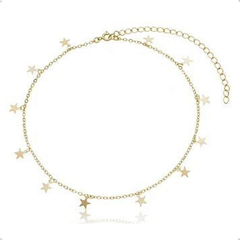 Colar Choker Estrelas Delicadas Curto Feminino Banhado Ouro