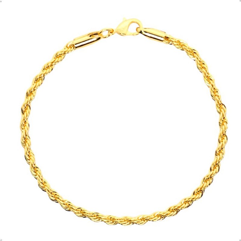 Pulseira Cordão Baiano Banhada A Ouro 18k 3mm