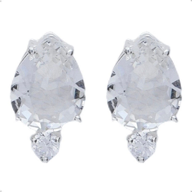 Brinco Gota Cristal e Zircônia Delicado Jóia em Prata 925