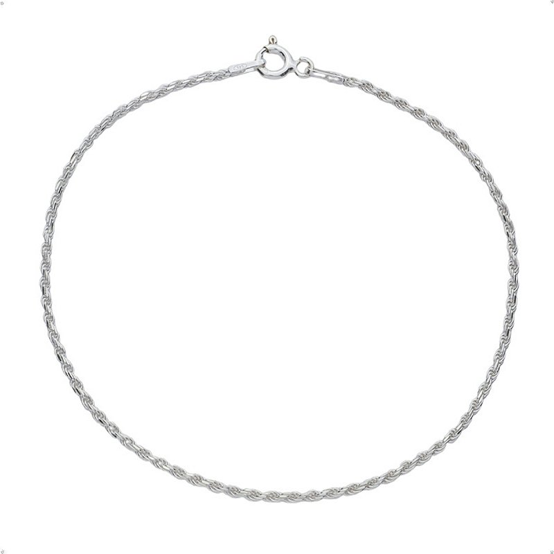 Pulseira Cordão Baiano Torcido Clássico Moderno Prata 925