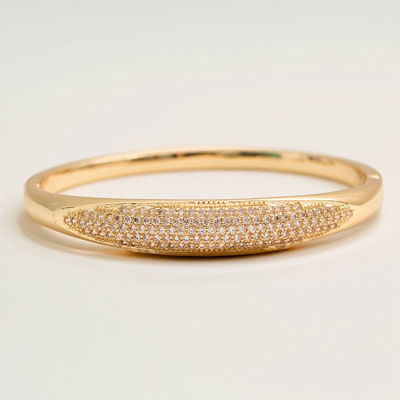 Bracelete Feminino Super Cravejado Moderno Banhado a Ouro