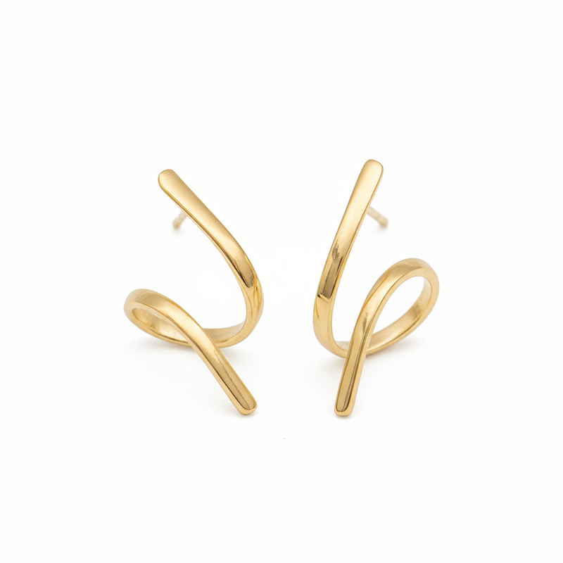 Brinco Organico Espiral Banhado a Ouro 18k