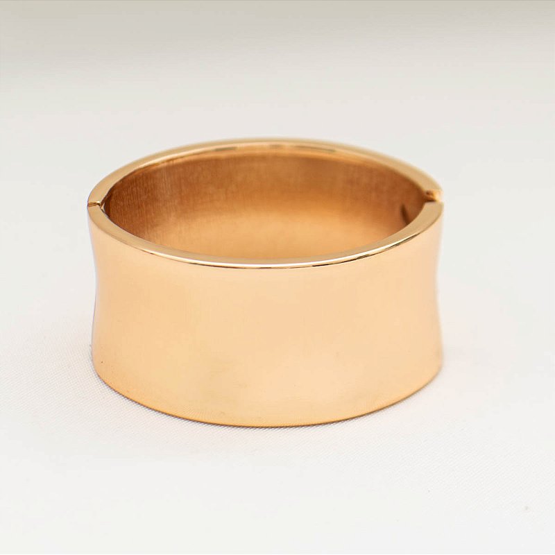 Bracelete Feminino Mega Largo Mola Liso Reto Banhado Ouro