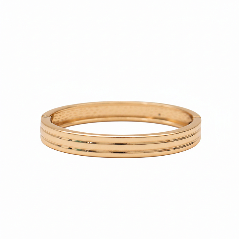 Bracelete Feminino Liso Reto Frisado Moderno Banhado Ouro